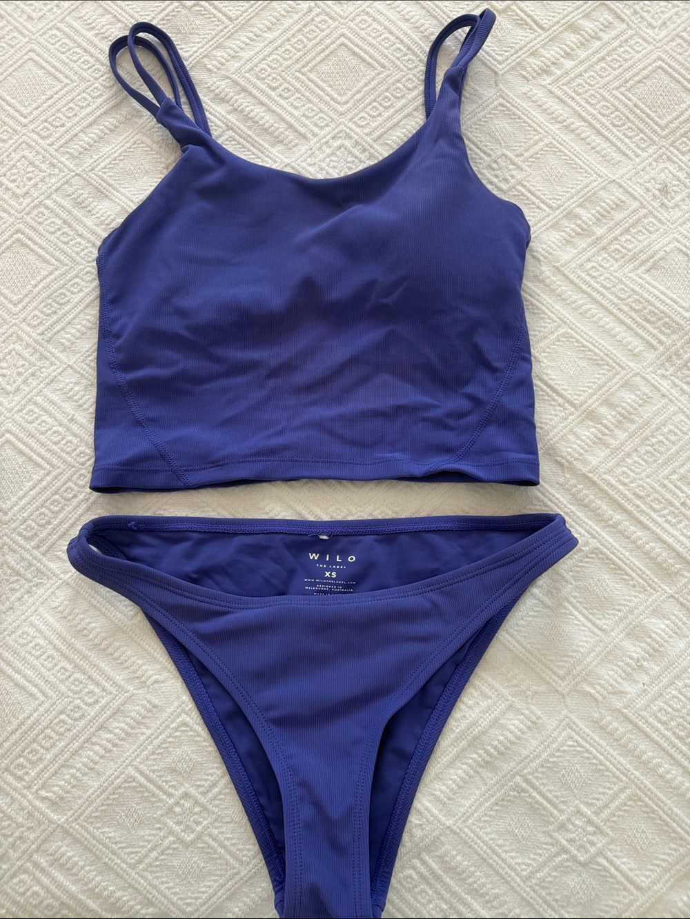 WILLO Women’s Deep Blue Two-Piece Swim Set — Crop Tank & Bikini Bottom